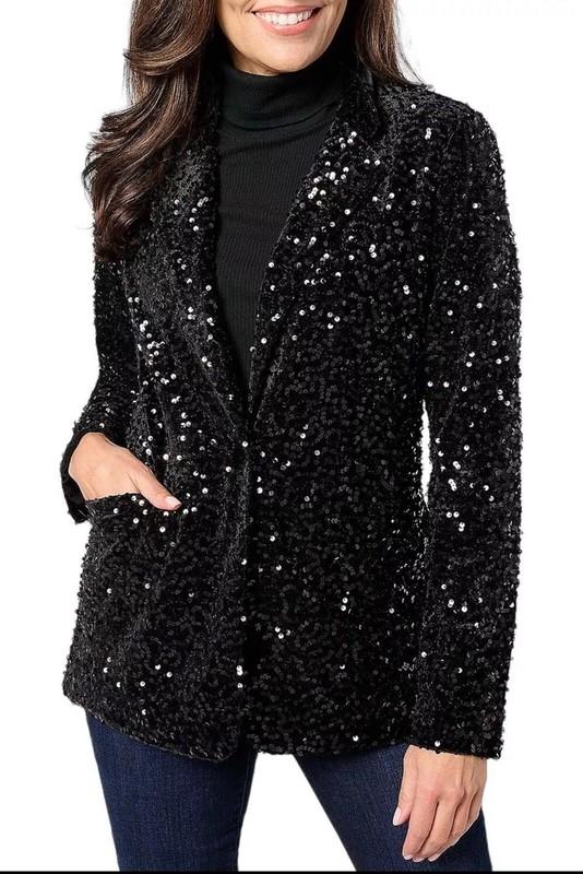 Joan Rivers Red Carpet Velvet Sequin Blazer Black Medium New