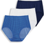 Jockey Life 3 Hip Briefs Size 7 Womens Panties Microfiber Stretch Blue Dot Mix
