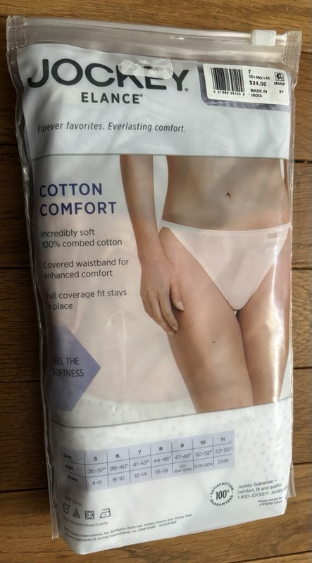 Jockey Women's Size 7 Or Large Elance String Bikini 3 Pack 100% Cotton Comfort