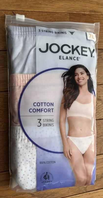 Jockey Women's Size 7 or Large Elance String Bikini 3 Pack 100% Cotton Comfort