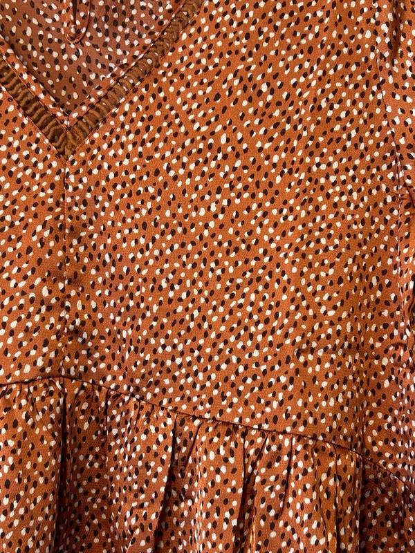 Jodifl Boutique Babydoll Dress Knee Length Burnt Orange Bell Sleeves SMALL 4 6