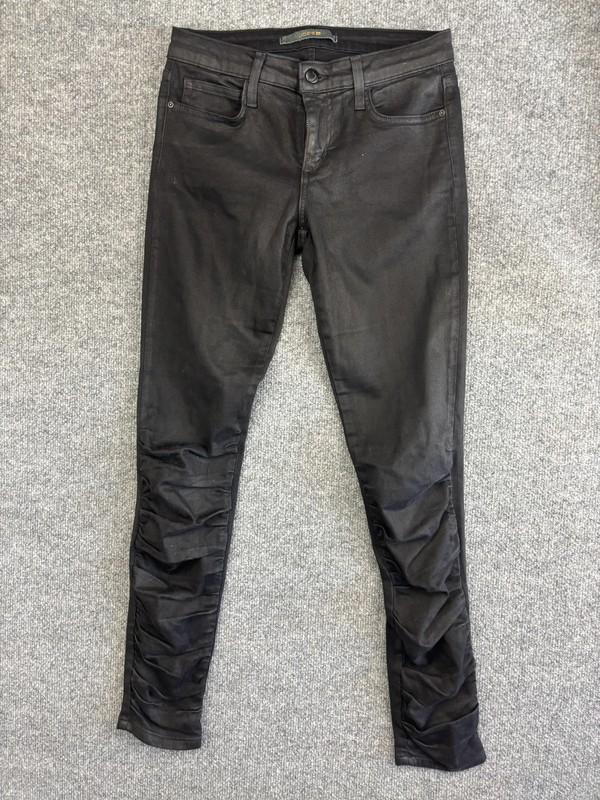 Joe's Jeans Womens 28 Black Skinny Ankle Coated Denim Ruched Moto Made in USA