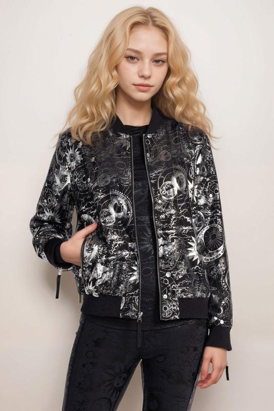 Johnny Was Black Bee Active Drop Shoulder Bomber Jacket A7324-O
