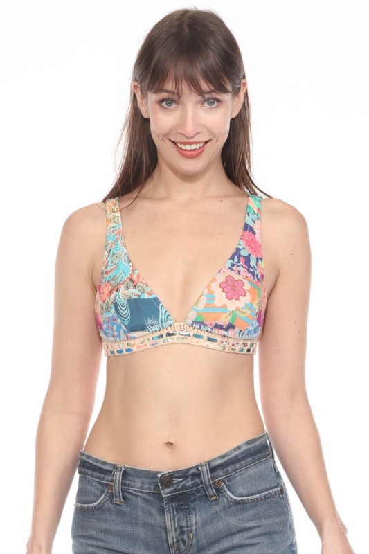 Johnny Was Caribbean Crochet Halter Bikini Top CSW7121BH
