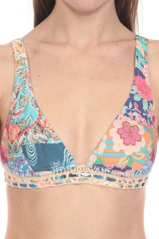 Johnny Was Caribbean Crochet Halter Bikini Top CSW7121BH