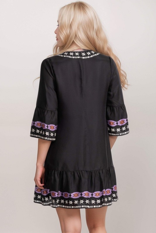 Johnny Was Jade Black Hailee Floral Mini Dress L36325-1P Petite