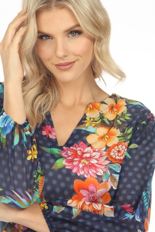 Johnny Was Ocean Dreamer Puff Sleeve Swim Cover-Up Maxi Dress Boho Chic CSW9823