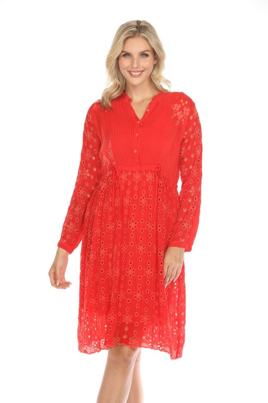 Johnny Was Rodeo Nesi Eyelet Embroidered Slip Dress C32424 Boho Chic