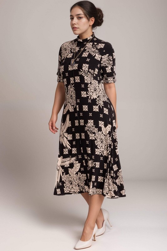 Johnny Was The Janie Favorite Short Sleeve Seamed Mock Neck Dress T37725 Plus Si