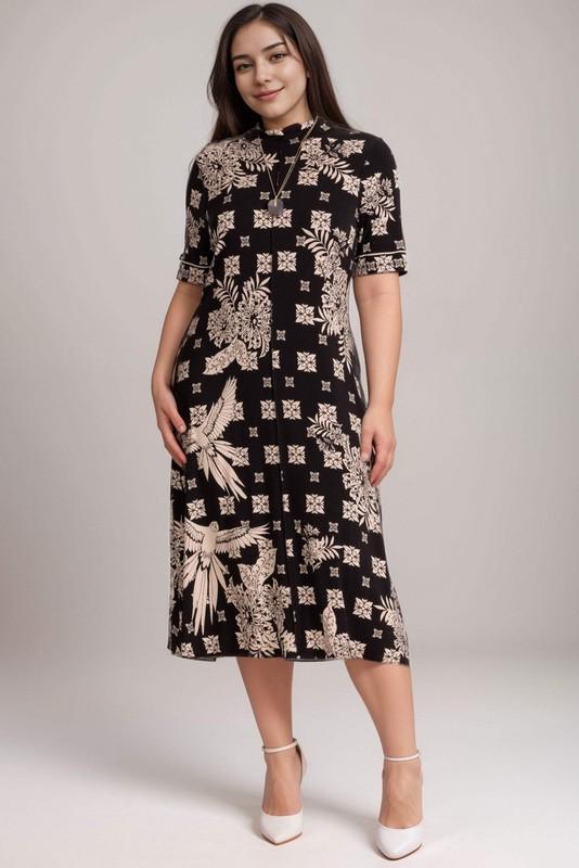 Johnny Was The Janie Favorite Short Sleeve Seamed Mock Neck Dress T37725 Plus Si