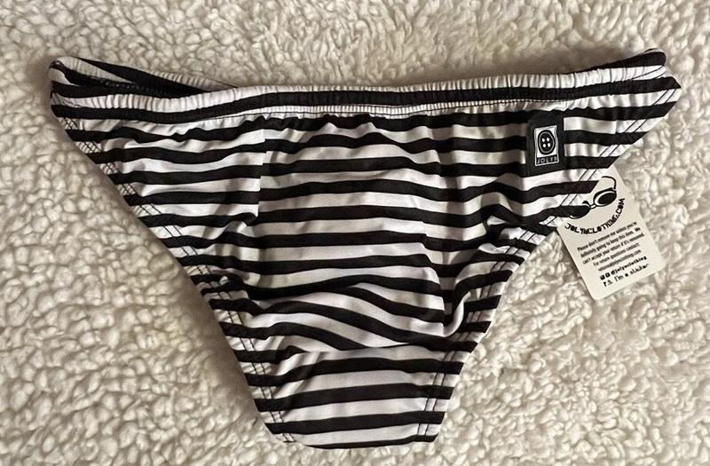 Jolyn Bikini Bottom Europe Style Black White Striped Large New With Tags
