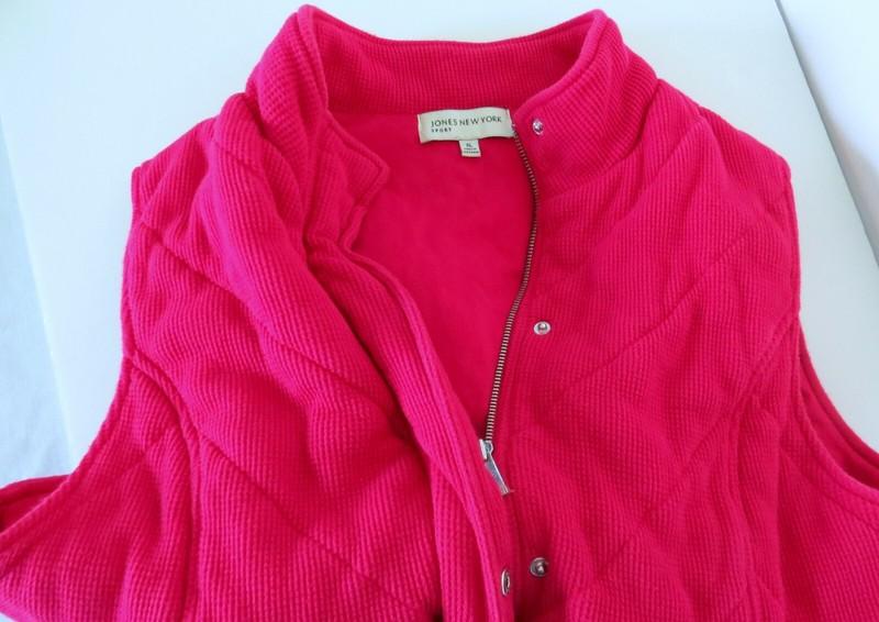 Jones New York Sport Womens Fuchsia Vest Jacket Size XL Hot Pink Thermal