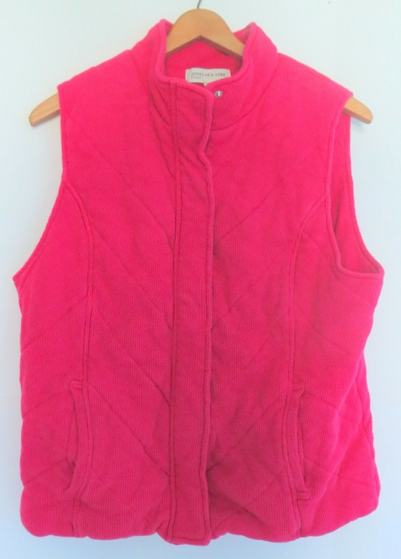 Jones New York Sport Womens Fuchsia Vest Jacket Size XL Hot Pink Thermal