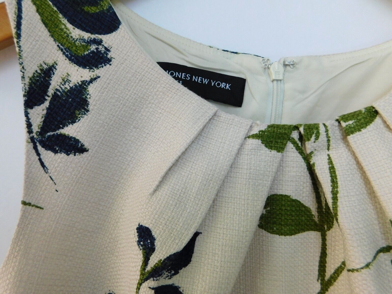 Jones New York Women's Dress Cream Blue Green Size 6 FLORAL Lined See Size Info