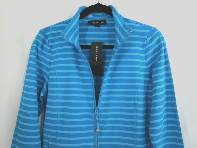 Jones New York Women's Full Zip Mock Neck Jacket Turquoise Small
