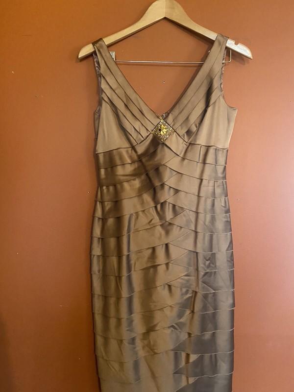 Jones New York Y2K 90s Cocktail Gold Embellished Layered Sheath Dress 6