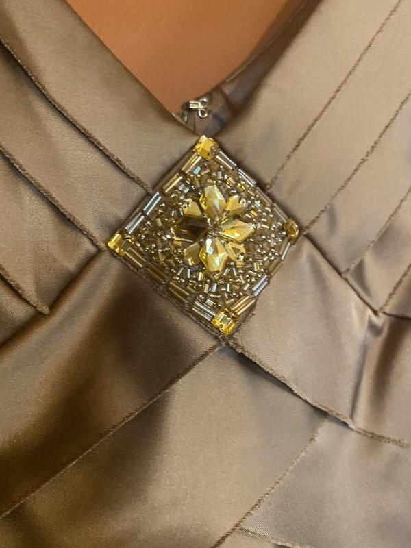 Jones New York Y2K 90s Cocktail Gold Embellished Layered Sheath Dress 6