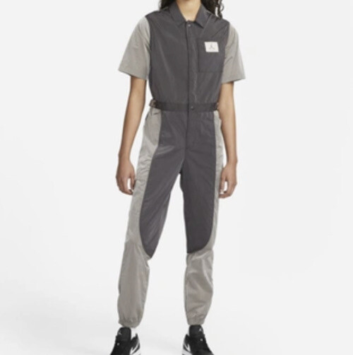 Jordan Essentials Women's Flight Suit Jumpsuit Gray Size Large DD7063-082