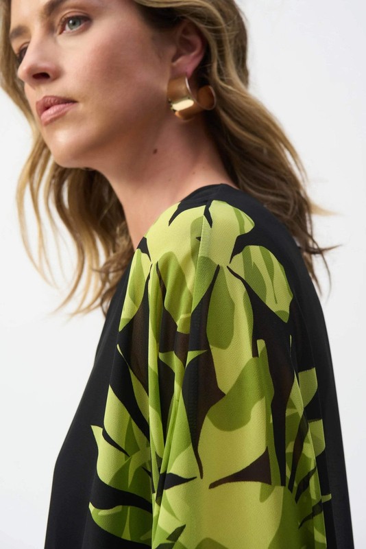 Joseph Ribkoff Black/Multi Floral Chiffon Poncho Top 251147