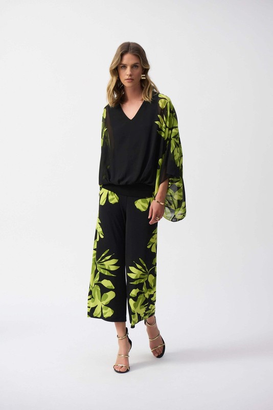 Joseph Ribkoff Black/Multi Floral Chiffon Poncho Top 251147