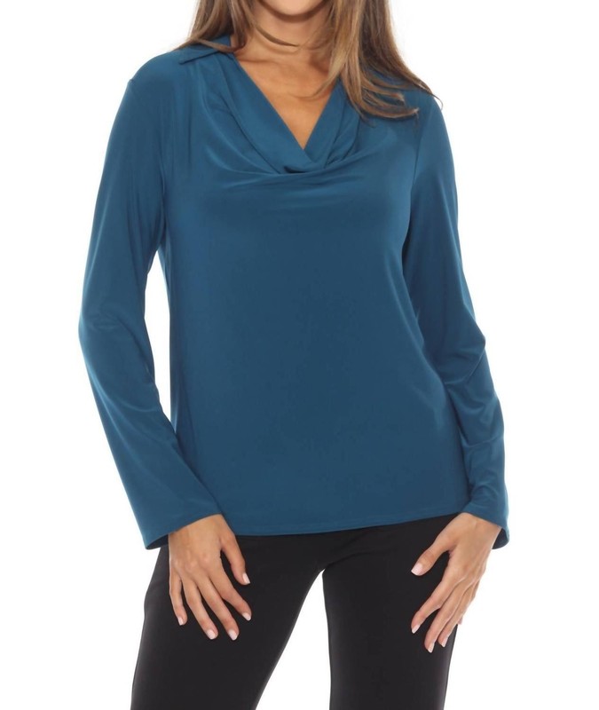 Joseph Ribkoff Draped Cowl Neck Long Sleeve Top Size 8 (UK 10)