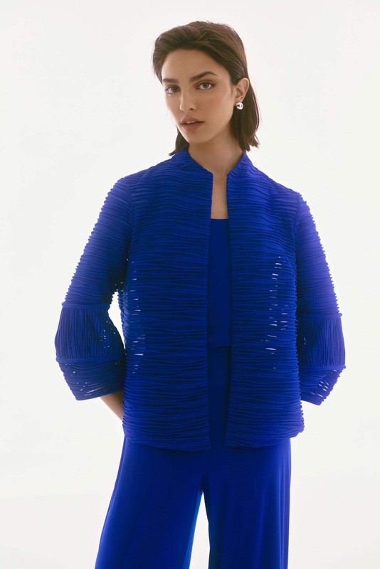 Joseph Ribkoff Metallic Pleated 3/4 Sleeve Twin Set Jacket 251756