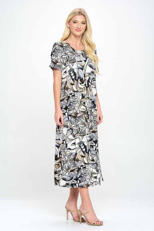 Jostar Travel Knit Dress Long A-Line S/S Stretchy NO-IRON Poly/span. 329 G