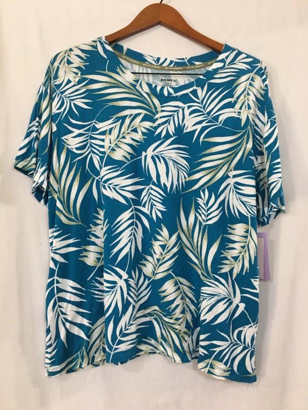 JOYSPUN Livaeco Blue Tropical Short Sleeve Sleep Tee Shirt Top Many Sizes New