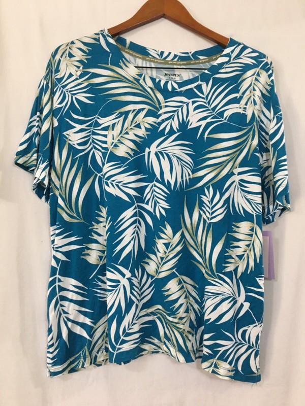 JOYSPUN Livaeco Blue Tropical Short Sleeve Sleep Tee Shirt Top Many Sizes New