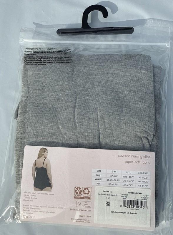 Joyspun Nursing Cami Tank Top Built-In Shelf Bra Hidden Clip Gray Women's S/M