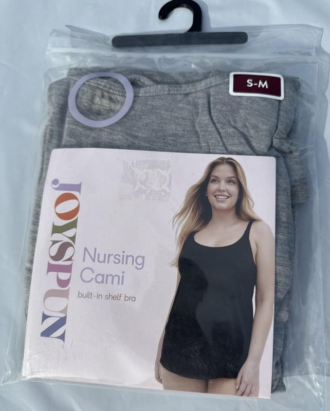Joyspun Nursing Cami Tank Top Built-In Shelf Bra Hidden Clip Gray Women's S/M