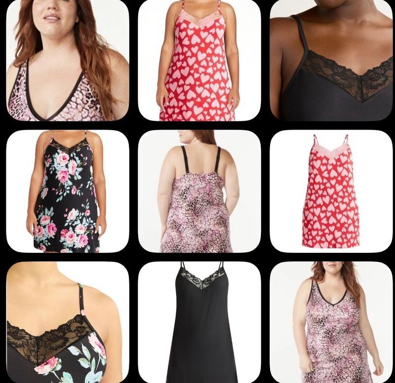 Joyspun Women Mesh Trim Or Lace Front Knit Sleep Chemise size S -4X New