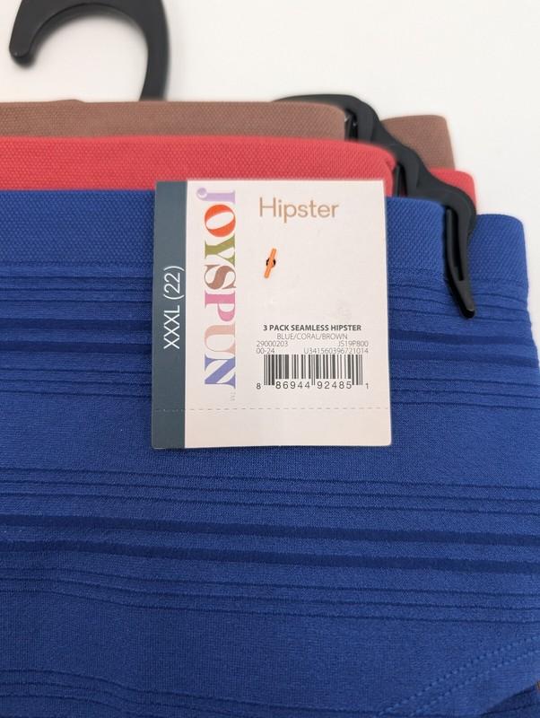 Joyspun Women's Seamless Hipster Underwear Panties 3-Pack Size XXXL (22) NEW