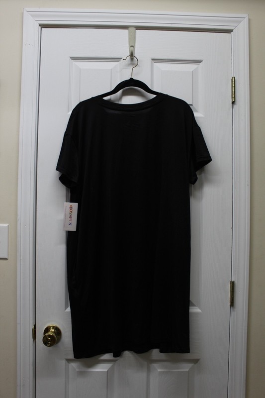 Joyspun Women's Short Sleeve Sleepshirt-Black Soot Verbiage-L/XL-NWT