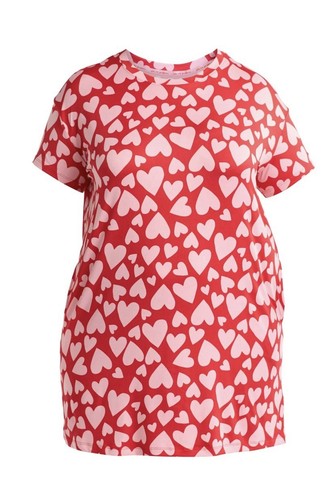 Joyspun Women's Sleepshirt With Short Sleeves & Pockets Red Star Size L/XL NWT