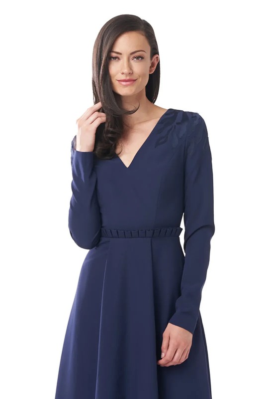 JS Collections Navy Blue Akala V-Neck High-Low Gown Size 8 Orig $278