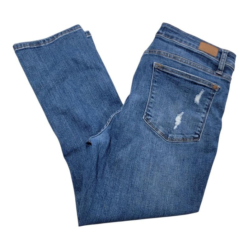 Judy Blue Capri Jean Women’s 15/32 Distressed Blue Denim High Rise Stretch Crop