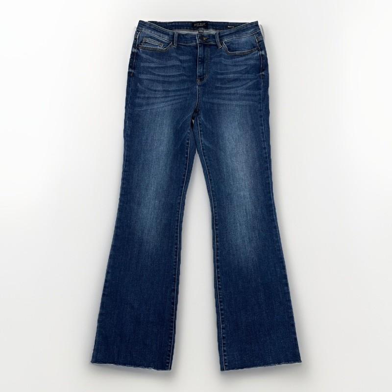 Judy Blue Jeans 15/32 Blue Bootcut Dark Wash High Rise Stretch Raw Hem Denim
