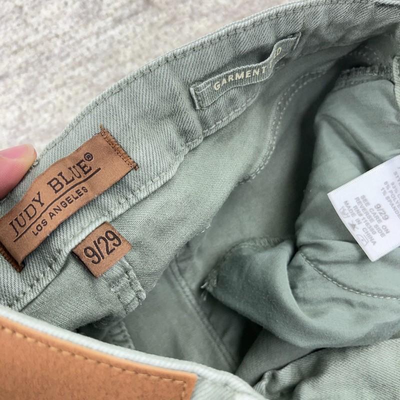 Judy Blue Jeans Women 9 29 Green Carpi Stretch Denim Pants Garment Dyed