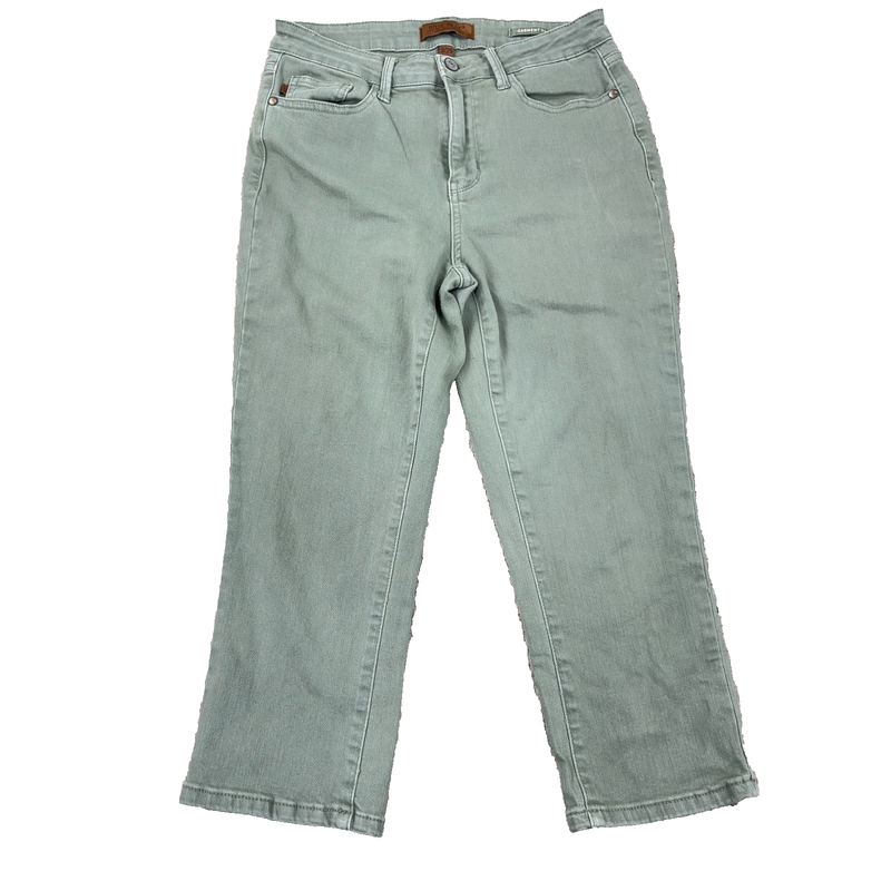 Judy Blue Jeans Women 9 29 Green Carpi Stretch Denim Pants Garment Dyed