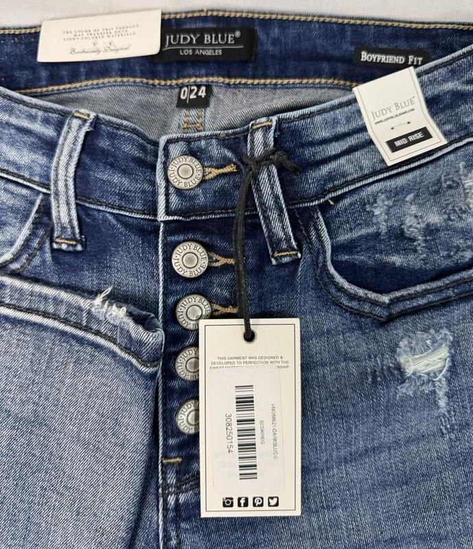Judy Blue Jeans Womens 0/24 High Rise Boyfriend Fit Stretch Denim