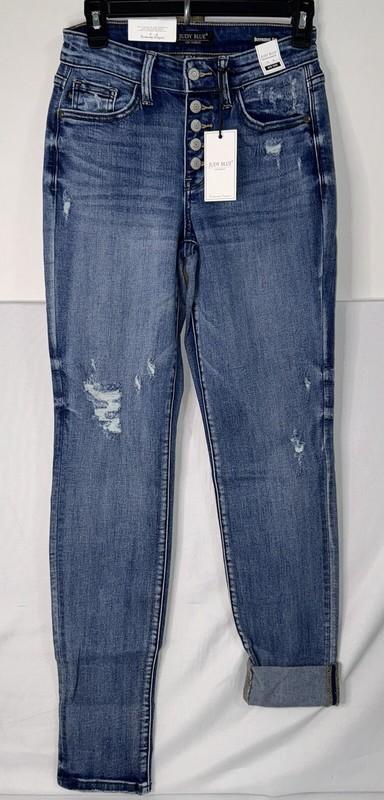 Judy Blue Jeans Womens 0/24 High Rise Boyfriend Fit Stretch Denim