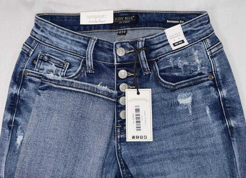 Judy Blue Jeans Womens 0/24 High Rise Boyfriend Fit Stretch Denim