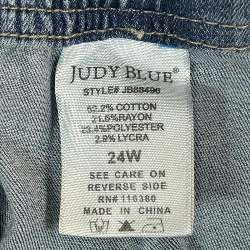 Judy Blue Jeans Womens 24W Drawstring Jogger Stretch Light Wash Distressed Denim