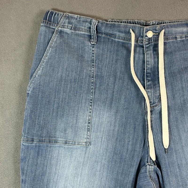 Judy Blue Jeans Womens 24W Drawstring Jogger Stretch Light Wash Distressed Denim