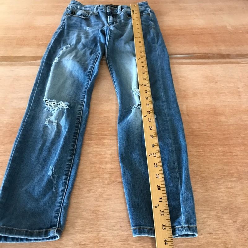 Judy Blue Skinny Jeans Women 5/27 Blue Distressed Stretch Dark Wash Hippie