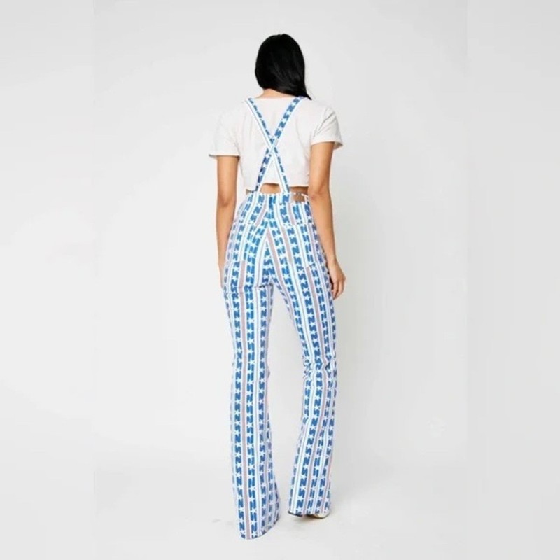 Judy Blue Women's Striped Jumpsuit In Blue And White Size M NWTs