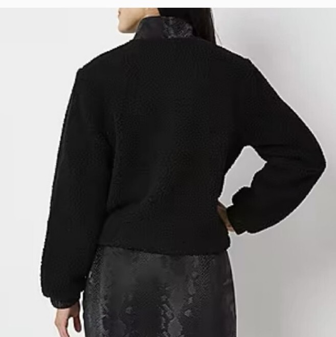 *Juicy By Juicy Couture Women’s Large Black Sharpa Bomber Jacket New With Tags