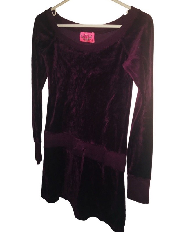 Juicy Couture Velour Velvet Romper Skirt Shirt Dress Sz S