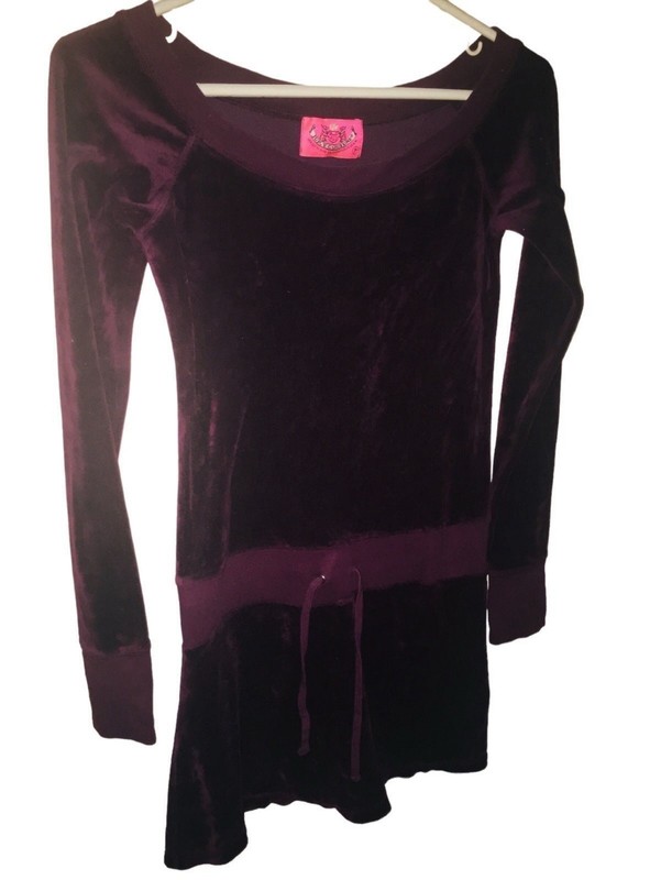 Juicy Couture Velour Velvet Romper Skirt Shirt Dress Sz S